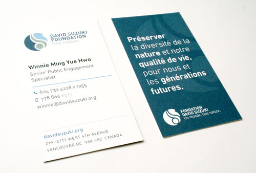 Business card front and back