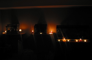 Our place lit with candles