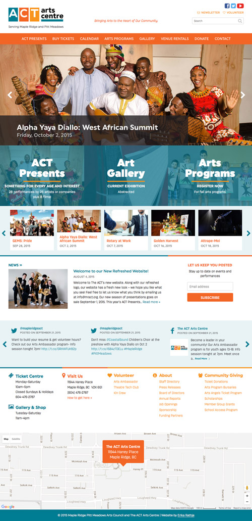 The ACT Arts Centre homepage