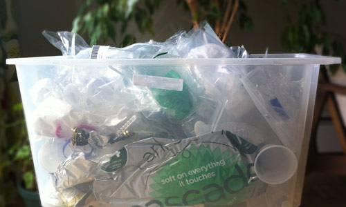 Plastics recycling bin